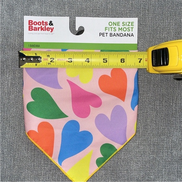 Boots & Barkley Pink Bandana with Multicolored Hearts - Picture 2 of 3